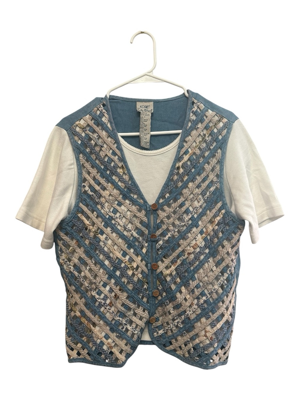 Vintage 90’s Koret City Blues Denim Cardigan w/ White Undershirt Size Small